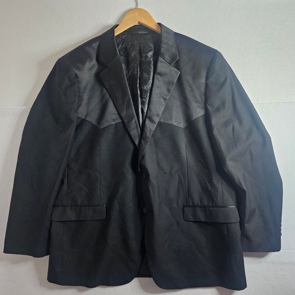 Cody James Proper Yellowstone Western Blazer Tux Black Satin Yoke Sport Coat 46R